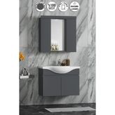 ÖZCEDEN Yıldız 75 cm Antrasit Gri Mat MDF Seramik Lavabolu Asma Banyo Dolabı Takımı