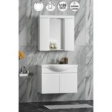 Özceden Yıldız 75 cm Beyaz Mdf Seramik Lavabolu Asma Banyo Dolabı Takımı