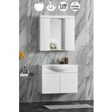 ÖZCEDEN Yıldız 75 cm Byazt MDF Seramik Lavabolu Asma Banyo Dolabı Takımı