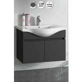 ÖZCEDEN Yıldız 80 cm Antrasit Gri Mat MDF Seramik Lavabolu Asma Banyo Alt Dolabı