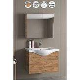 Özceden Yıldız 80 cm Atlantik Çam Mdf Seramik Lavabolu Asma Banyo Dolabı Takımı