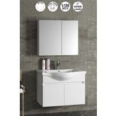 Özceden Yıldız 80 cm Beyaz MDF Seramik Lavabolu Asma Banyo Dolabı Takımı