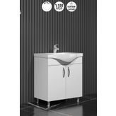 ÖZCEDEN Yıldız 80 cm Beyaz MDF Seramik Lavabolu Ayaklı Banyo Alt Dolabı