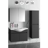 ÖZCEDEN Yıldız 80+35 cm Antrasit Gri Mat MDF Seramik Lavabolu Asma Banyo Dolabı Takımı