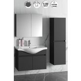 Özceden Yıldız 80+35 cm Antrasit Gri Mat Mdf Seramik Lavabolu Sepetli Asma Banyo Dolabı Takımı