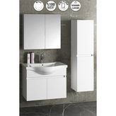 Özceden Yıldız 80+35 cm Beyaz Mdf Seramik Lavabolu Asma Banyo Dolabı Takımı