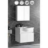 ÖZCEDEN Yıldız Dıştan 65 Cm Beyaz Mdf Seramik Lavabolu Asma Banyo Dolabı Takımı