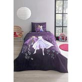 Özdilek Lisanslı Disney Frozen Natural Fitted Mor Tek Kişilik Pike Takımı