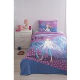 Özdilek Lisanslı Disney Frozen Snow Fitted Pembe Tek Kişilik Pike Takımı