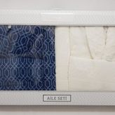 Özdilek Tile Diamond Krem Lacivert Aile Bornoz Seti