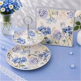 Özel Hediye Kutulu Çiçek Desenli Porselen 2 Katlı Kurabiyelik Bone China Premium Series
