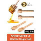 Özel Üretim Bambu Kaşık Ahşap Bal Daldız Seti Petek Tahta Baharat Bal Arısı Karıştırma Reçel Pekmez