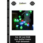 Özel Üretim Dekoratif Aydınlatma Yılbaşı Süsü Renkli 5M 28 Led Rgb Işık Şeffaf Kablo Fişli Eklemeli Vitrin