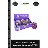 Özel Üretim Hediyelik Makyaj Aksesuar Dekoratif Şık Taşlı Yuvarlak El Aynası Kalın