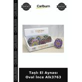 Özel Üretim Makyaj Aksesuar Hediyelik Şık Taşlı El Aynası Oval İnce