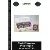 Özel Üretim Makyaj Çeyiz Aksesuar Şık Taşlı El Aynası Dikdörtgen Kalın