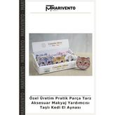 Özel Üretim Pratik Parça Tarz Aksesuar Makyaj Yardımcısı Taşlı Kedi El Aynası