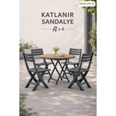Özgen Plastik Piknik Bahçe Balkon Kamp Katlanır Sandalye - 4 adet - Gri