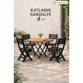 Özgen Plastik Piknik Bahçe Balkon Kamp Katlanır Sandalye - 4 adet - Siyah
