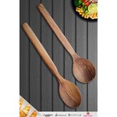 Özgürce Doğal Ceviz Ağacı Ahşap Tahta Kaşık ve Spatula Seti, 2'li Set - Seçenek 1