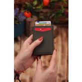 Ozka Leather Collection Suni Deri Mekanizmalı Vegan Deri Kartlık Cüzdan Portföy Haki