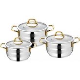 Özlife Ada 3'lü Gold Kulp Güveç Tencere Seti