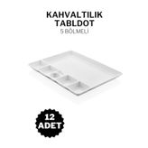 ÖzSa Home 12 Adet Kırılmaz Kahvaltılık Tabldot Otel Okul Yemekhane Için 5 Bölmeli Melamin Kahvaltı Tabağı