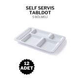 ÖzSa Home 12 Adet Kırılmaz Self Servis Tabldot Otel Okul Yemekhane Için 5 Bölmeli Melamin Yemek Tabağı