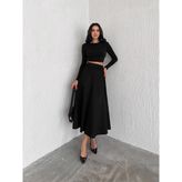 Ozy Fashion Kadın Kışlık Süet Kloş Etek UZSÜ007 - Siyah - M