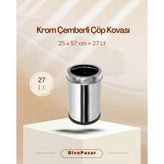 Palex Krom Çemberli Çöp Kovası 27 Lt