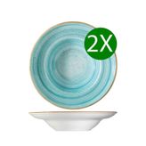 PALU GASTRO Bonna Porselen Aqua Gourmet Çukur Tabak, Turkuaz, 27 cm, 2'li Set, İç Mekan Kullanımı