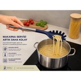PALU GASTRO Silikon Makarna Servis Kaşığı, Paslanmaz Çelik Saplı, Lacivert, 34 cm
