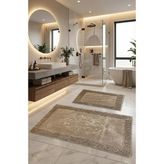 Pamukkent Süper Emici 2'li%100 Pamuk Ultra Lüks Banyo Paspası Seti 60x100 cm ve 50x60 cm (Koyu Kahverengi)
