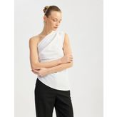 Pamuklu Drape Detaylı Asimetrik Tek Omuz Bluz