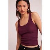 Pamuklu Kadın Fitilli Görünümlü Kalın Askılı Basic Atlet 4624-BORDO - XL