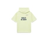 Pamuklu Kısa Kollu Baskılı Kapşonlu Oversize Sweatshirt