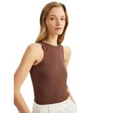 Pamuklu Kolsuz Halter Yaka Basic Fitilli Atlet