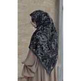 Pamuklu Soft Açelya Desen Eşarp-Siyah