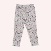 Panço Kız Bebek Beli Lastikli Çiçek Desenli Beyaz Tayt 0-6 Ay (56-62 cm)