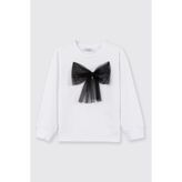 Panço Kız Bebek Beyaz Sweatshirt