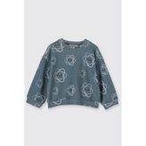 Panço Kız Bebek Desenli Petrol Sweatshirt - Mavi - 0 - 6 Ay