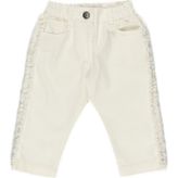 Panço Kız Bebek Düğmeli Pantolon - Beyaz - 2 Yaş