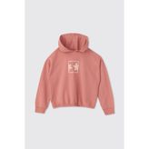 Panço Kız Çocuk Baskılı Kapüşonlu Pembe Sweatshirt