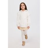 Panço Kız Çocuk Ekru Fermuarlı Sweatshirt