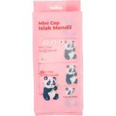 Panda Pembe Mini Cep Islak Mendil