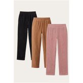PANDO CASUAL WEAR Kadın Yüksek Bel Cepli Soft Kadife Düz Paça Eşofman Altı 3'lü Takım