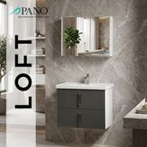 Pano Loft 60 cm Antrasit Asma Banyo Dolabı - Beyaz - Antrasit