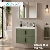 Pano Loft Asma Banyo Dolabı 60 cm Yeşil Beyaz - Beyaz - Yeşil