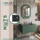 Pano Nuts 80 cm Yeşil Banyo Dolabı Antrasit Granit Lavabolu