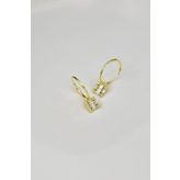 Papatya Silver UVPTS300136 925 Ayar Gold Kaplama Baget Taşlı Kare Halka Gümüş Küpe